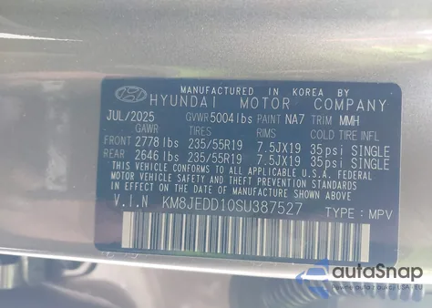 2025 Hyundai Tucson Hybrid Limited from USA, damaged, VIN KM8JEDD10SU387527